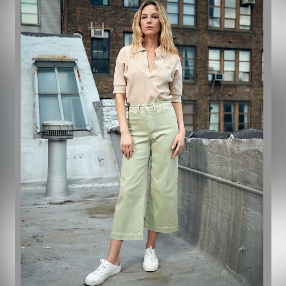OAT New York Cropped High Rise Wide Leg Jeans Size 30